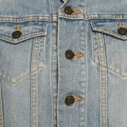 Pre Owned Saint Laurent Blue Love Applique Denim Jacket M
