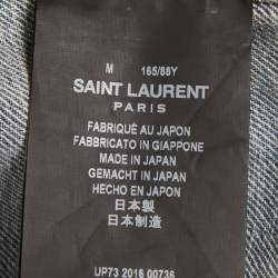 Pre Owned Saint Laurent Blue Love Applique Denim Jacket M