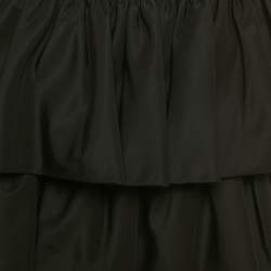 Pre Owned Saint Laurent Black Silk Tiered Ruffle Mini Skirt M