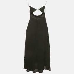 Pre Owned Saint Laurent Black Chiffon Cut-Out Midi Dress S