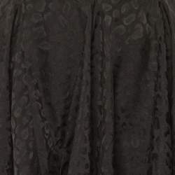 Pre Owned Saint Laurent Paris Black Animal Pattern Silk Mini Skirt S