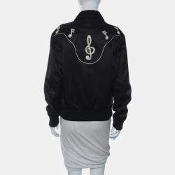 Pre Owned Saint Laurent Paris Embroidered Music Notes Zip Up Jacket