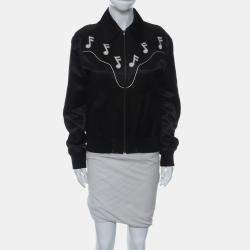 Pre Owned Saint Laurent Paris Embroidered Music Notes Zip Up Jacket
