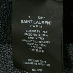 Pre Owned Saint Laurent Faded Grey Logo Print Cotton Distressed Sweatshirt S