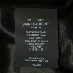 Pre Owned Saint Laurent Paris Black Textured Tweed Double Breasted Coat S
