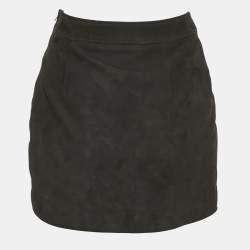 Pre Owned Saint Laurent Paris Black Suede Buckle Detail Mini Skirt S 
