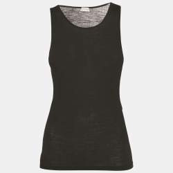 Pre Owned Saint Laurent Black Logo Embroidered Wool Knit Cassandre Tank Top S 