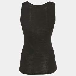 Pre Owned Saint Laurent Black Logo Embroidered Wool Knit Cassandre Tank Top S 