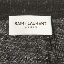 Pre Owned Saint Laurent Black Foil Print Jersey T-Shirt XS