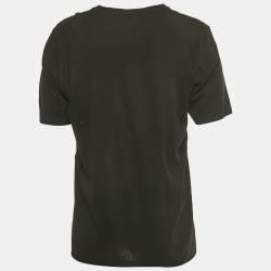Pre Owned Saint Laurent Black Foil Print Jersey T-Shirt XS