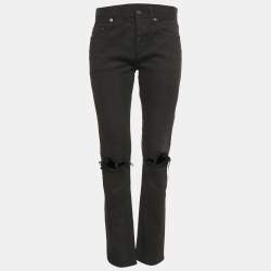 Pre Owned Saint Laurent Paris Black Denim Ripped Jeans M/Waist 30"
