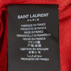 Pre Owned Saint Laurent Paris Red Logo Print Jersey T-Shirt M