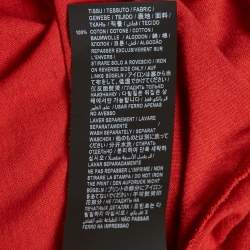 Pre Owned Saint Laurent Paris Red Logo Print Jersey T-Shirt M