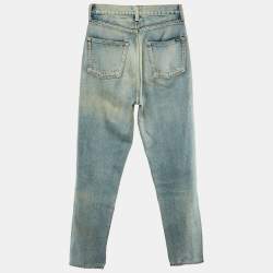Pre Owned Saint Laurent Paris Blue Denim Distressed Slim Fit Jeans S/Waist 24"