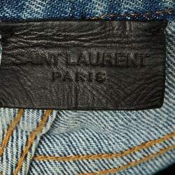 Pre Owned Saint Laurent Paris Blue Denim Distressed Slim Fit Jeans S/Waist 24"