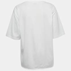 Pre Owned Saint Laurent White Logo Print Jersey T-Shirt XL