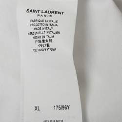 Pre Owned Saint Laurent White Logo Print Jersey T-Shirt XL