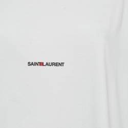 Pre Owned Saint Laurent White Logo Print Jersey T-Shirt XL