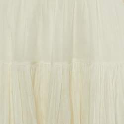 Pre Owned Saint Laurent Paris White Patterned Cotton Midi Skirt M