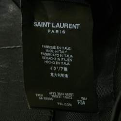 مملوكة مسبقًا تنورة سان لوران باريس ميني جلد أسود بسحاب تفصيل مقاس صغير (سمول)