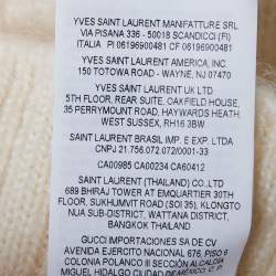 Pre Owned Saint Laurent Paris Ivory Mohair Turtle Neck Crop Sweater L