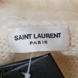 Pre Owned Saint Laurent Paris Ivory Mohair Turtle Neck Crop Sweater L