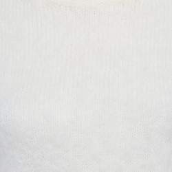 Pre Owned Saint Laurent Paris Ivory Mohair Turtle Neck Crop Sweater L