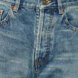 Pre Owned بنطلون جينز دينم متلاشي أزرق سان لوران باريس مقاس صغير - الخصر 27 بوصة