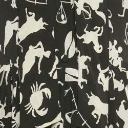 Pre Owned فستان سان لوران باريس أسود بنقشة حيوانات من حرير قصير مقاس ميديوم (متوسط)