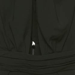 مملوكة مسبقًا Saint Laurent Paris Black Embellished Detail Crepe Bodysuit S 