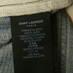 Pre Owned Saint Laurent Paris Blue Washed Wide Cut Denim Jeans S Waist 26"