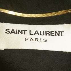 مملوكة مسبقًا فستان سان لوران باريس متوسط الطول حرير نقشة حيوانات أسود / بني مقاس وسط (ميديوم)