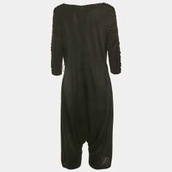 مملوكة مسبقًا Saint Laurent Paris Black Jersey Frilled Playsuit S