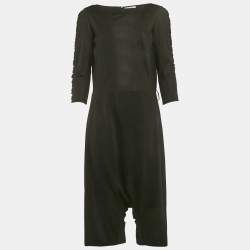 مملوكة مسبقًا Saint Laurent Paris Black Jersey Frilled Playsuit S