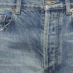 Pre Owned بنطلون جينز سان لوران دنيم أزرق ممزق بخصر عالٍ مقاس متوسط - الخصر 28 بوصة