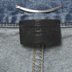 Pre Owned بنطلون جينز سان لوران دنيم أزرق ممزق بخصر عالٍ مقاس متوسط - الخصر 28 بوصة