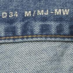 Pre Owned بنطلون جينز سان لوران دنيم أزرق ممزق بخصر عالٍ مقاس متوسط - الخصر 28 بوصة