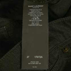 مملوكة مسبقًا بنطلون جينز ممزق سان لوران باريس دينم أسود مقاس وسط 30 بوصة