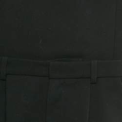 Pre Owned Saint Laurent Paris Black Wool Rhinestone Detail Scallop Playsuit S