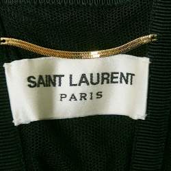 Pre Owned Saint Laurent Paris Black Wool Rhinestone Detail Scallop Playsuit S