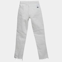 مملوكة مسبقًا Saint Laurent White Denim Straight Fit Jeans S/Waist 25"