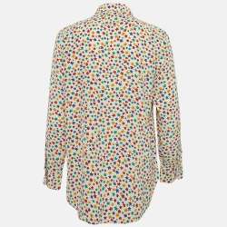 Pre Owned Saint Laurent Paris Printed Silk Button Up Blouse XL
