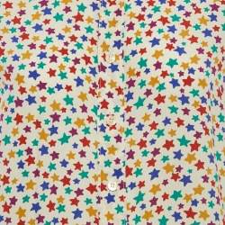 Pre Owned Saint Laurent Paris Printed Silk Button Up Blouse XL