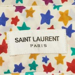 Pre Owned Saint Laurent Paris Printed Silk Button Up Blouse XL