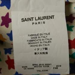 Pre Owned Saint Laurent Paris Printed Silk Button Up Blouse XL