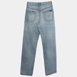 Pre Owned بنطلون جينز سان لوران دنيم أزرق مستقيم مقاس وسط 25 - صغير (سمول)