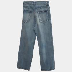 مملوكة مسبقًا بنطلون جينز سان لوران أزرق بمقاس عادي خصر عالي مقاس صغير - الخصر 25"