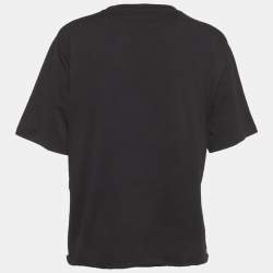 Pre Owned Saint Laurent Paris Black Logo Print Jersey T-Shirt L