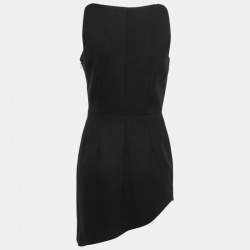 Saint Laurent Black Wool Asymetric Sleeveless Dress M