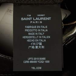 Pre Owned Saint Laurent Black Leather Mid Rise Pants M